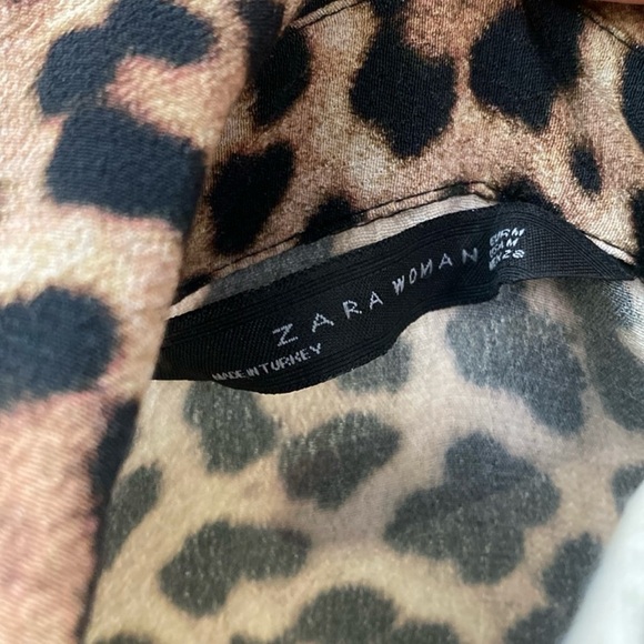 Zara Animal Print Midi Button-Front Belted Shirt Dress - Picture 7 of 8